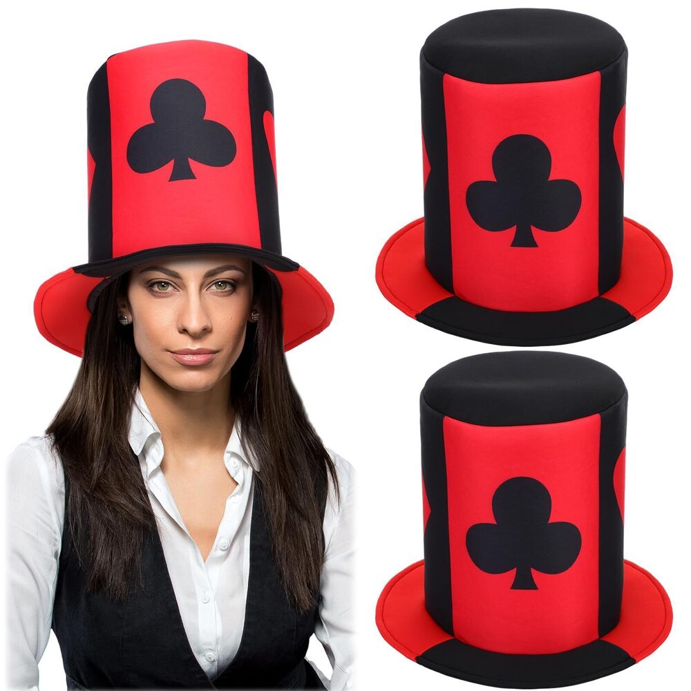 1747 2 Packs Casino Card Hat Fabric Playing Cards Hats Casino Night Party